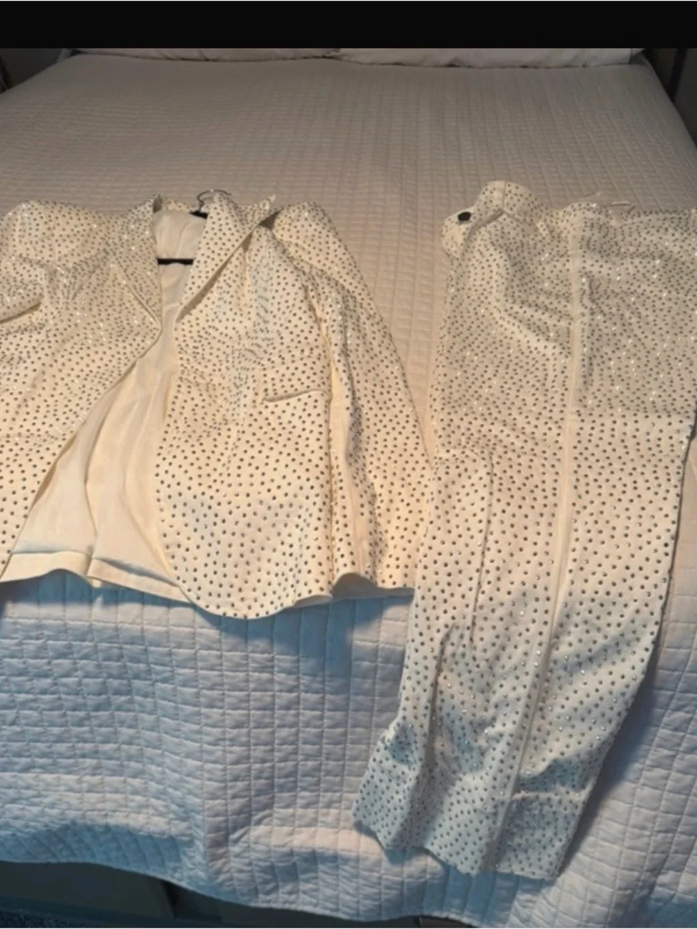 White Embellished Blazer Jacket and pants - Picture 5 of 5